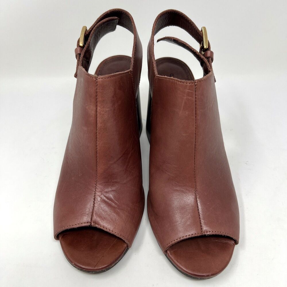 Chocolat Blu Tan Leather Block Heel Sandals - Picture 5 of 13